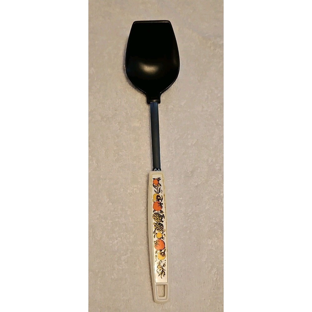Vintage Ekco Country Garden Pattern Handle 12" Black Nylon Serving Spoon